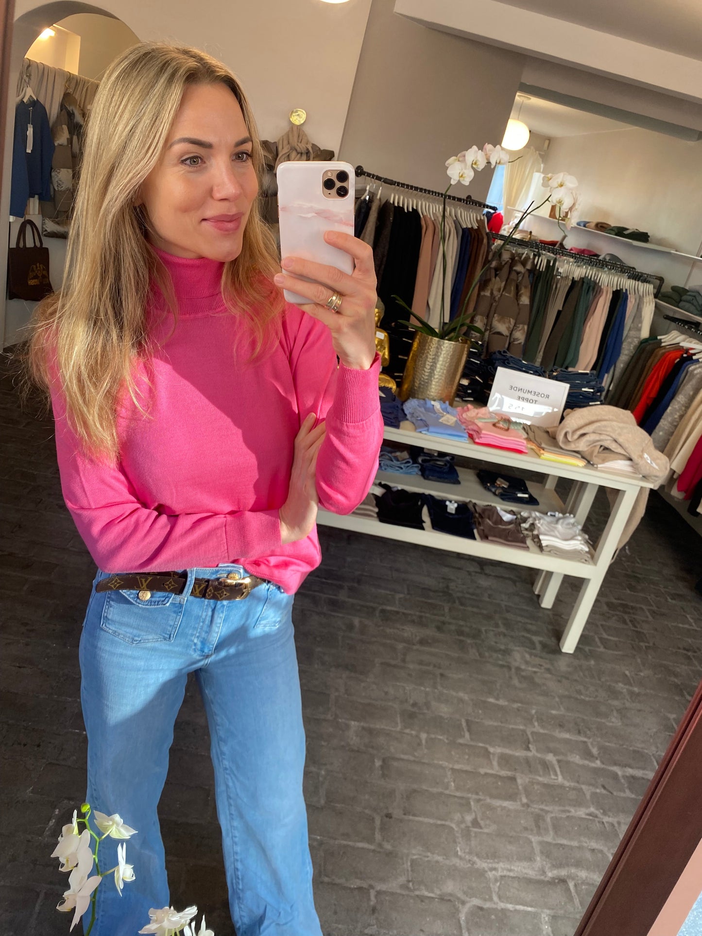 SibinLinnebjerg Højhalset Bluse | Denver | 100% Merino Wool | Pink