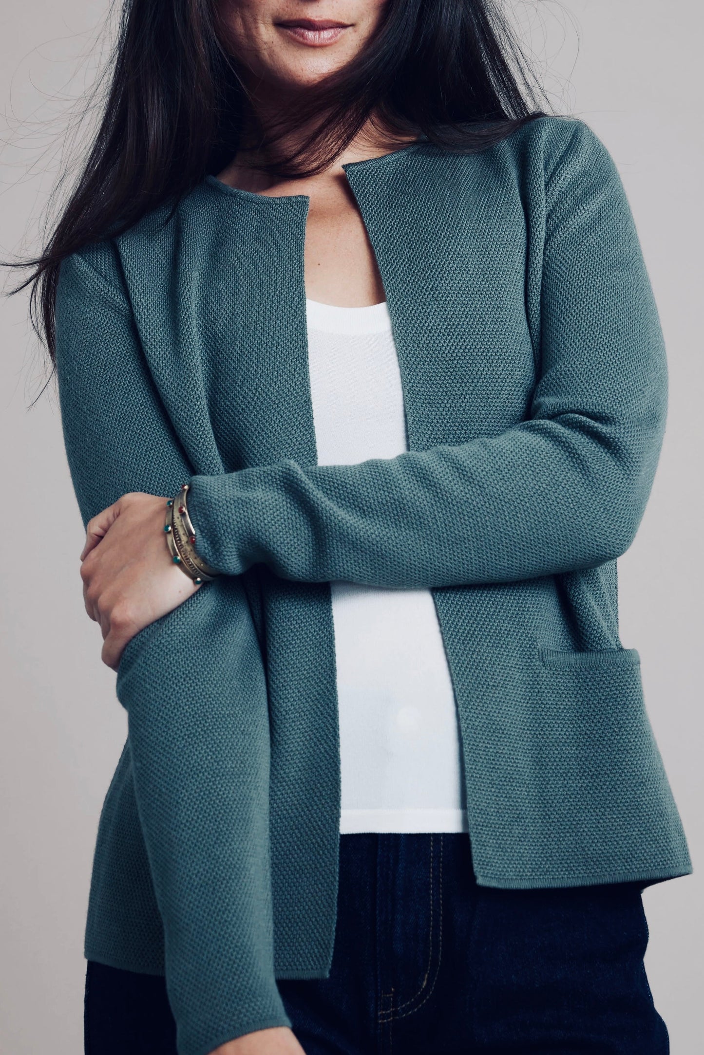 SibinLinnebjerg Cardigan | Sense | Merino Wool Mix | Petrol