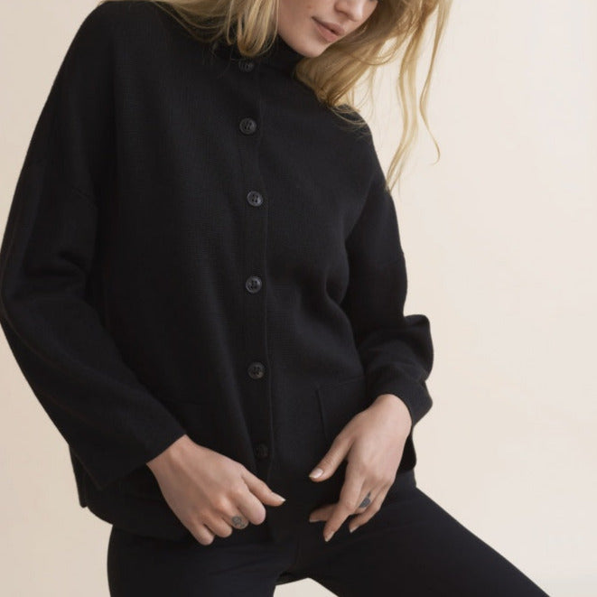 SibinLinnebjerg Cardigan | Spring | Merino Wool Mix | Black
