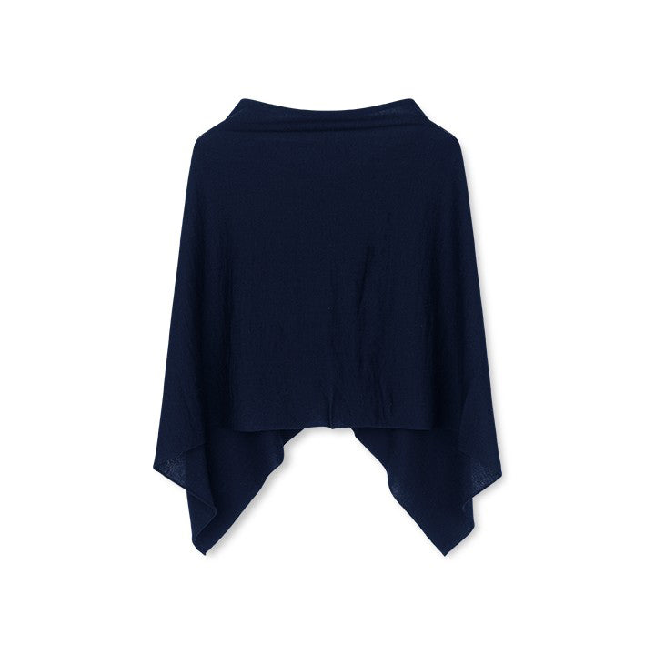 SibinLinnebjerg Poncho | Paris | 100% Fine Merino Wool | Navy