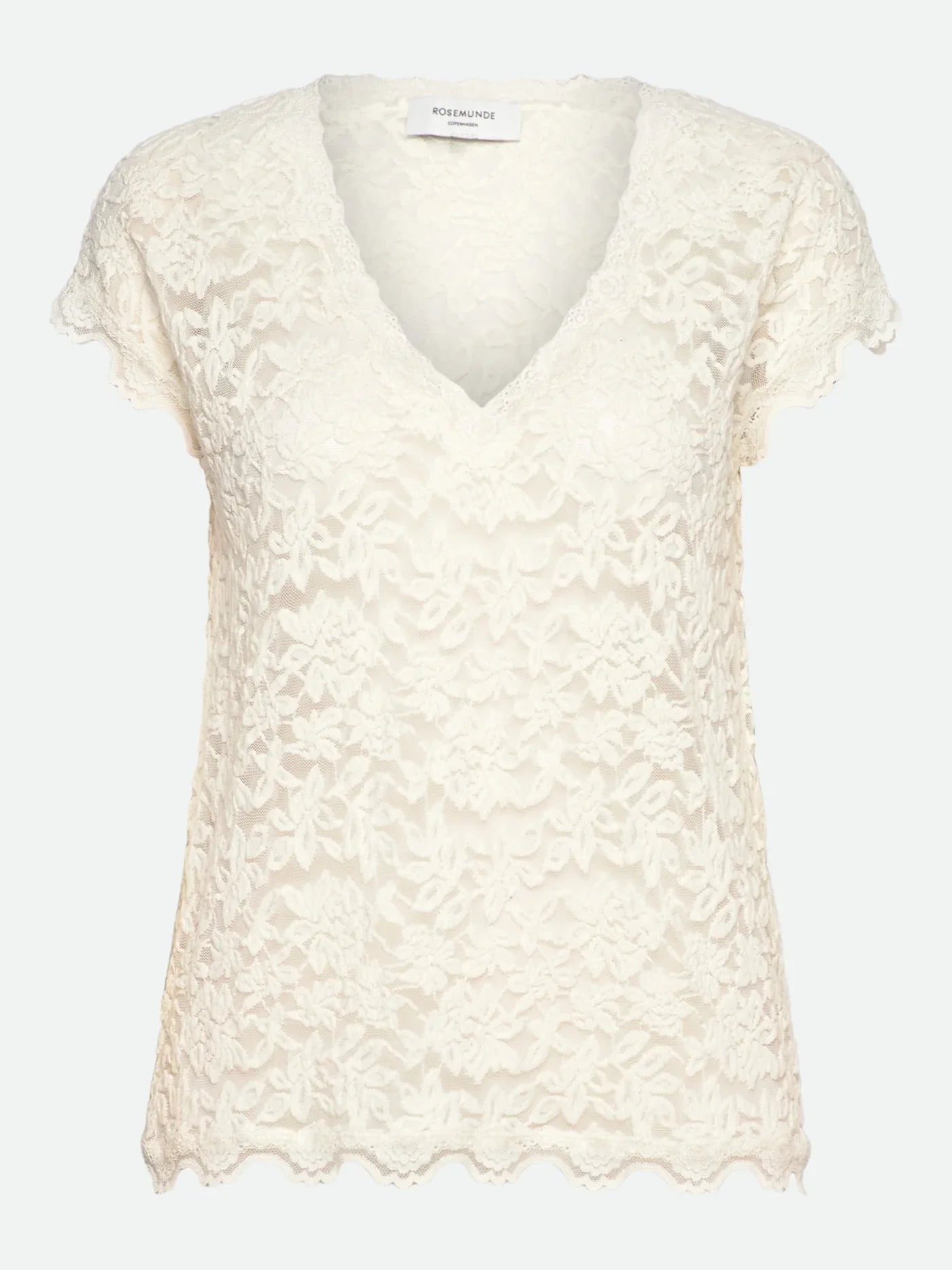 Rosemunde | Delicia Capsleeve Regular v-neck Top | Ivory