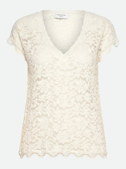 Rosemunde | Delicia Capsleeve Regular v-neck Top | Ivory
