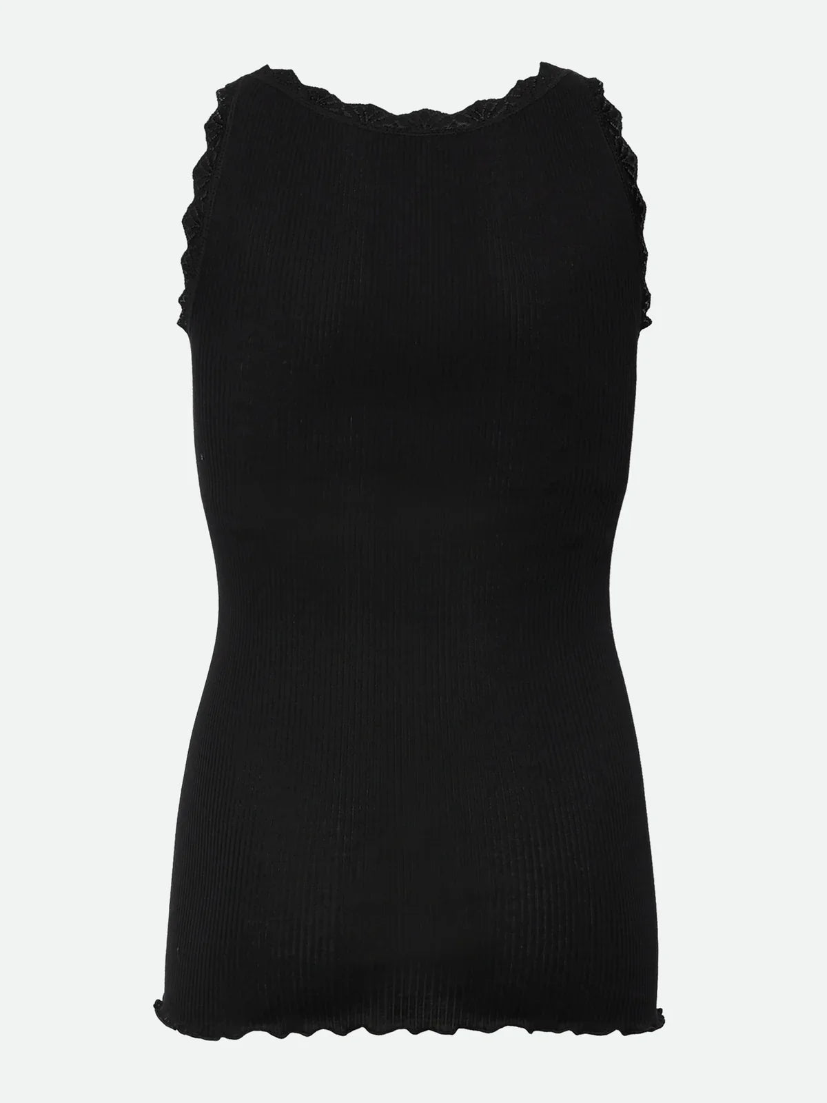 Rosemunde Teens Pige Top | RKBalta SL U-neck Tank Top With Lace| Black