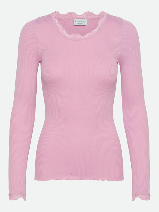 Rosemunde | RWBabette LS Silk Lace T-shirt | Prism Pink