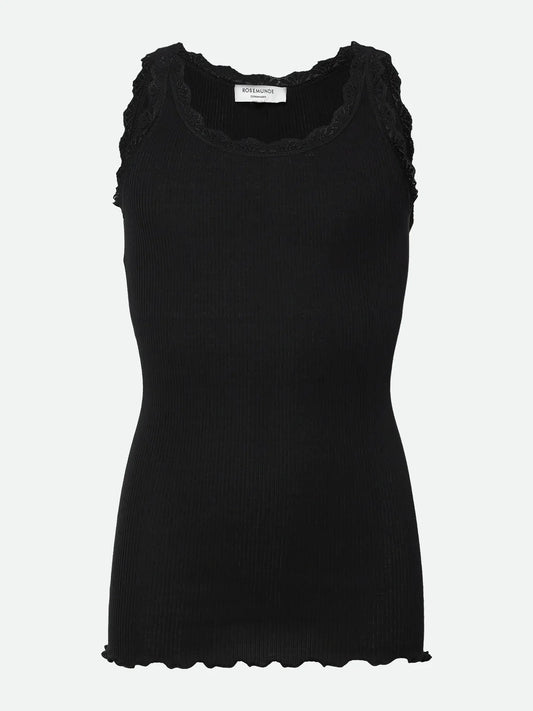 Rosemunde Teens Pige Top | RKBalta SL U-neck Tank Top With Lace| Black