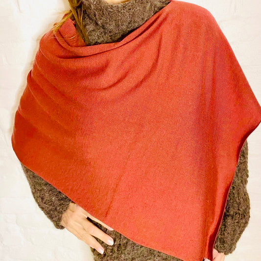 SibinLinnebjerg Poncho | Paris  | 100% Fine Merino Wool | Orange