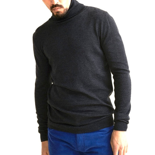 SibinLinnebjerg Højhalset Bluse | Jagger | 100% Merino Wool | Antrazit | Unisex model