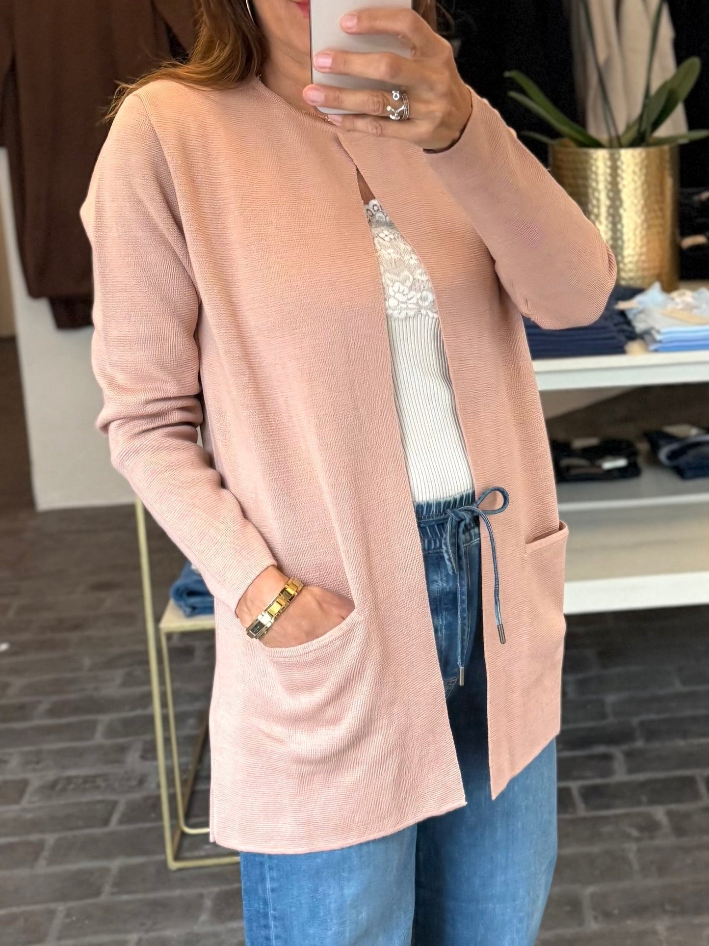 SibinLinnebjerg Cardigan | Vera | Merino Wool Mix | Powder