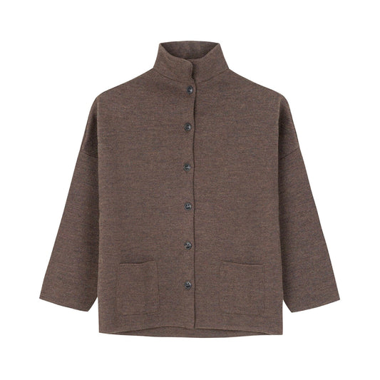 SibinLinnebjerg Cardigan | Spring | Merino Wool Mix | Coffee