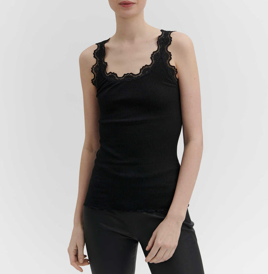 Rosemunde Top | RMWBalta Modal Lace U-neck Top | Black